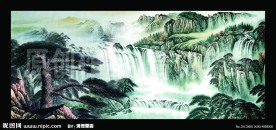 迎客松山水国画