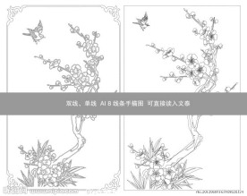 梅花小鸟线条图