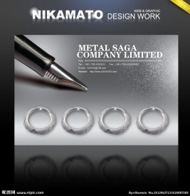 企业形像 钢笔 金属质感 画册内页版式设计模板 PSD300DPI