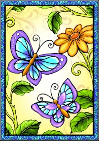 手绘可爱紫碟装饰画