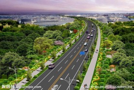 高速路道路绿化景观效果图