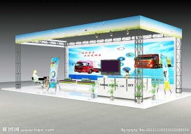 标准展位设计 展台 展览 展示 材质贴图灯光全