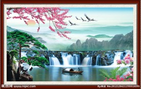 山水风景画 流水生财