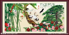 松鹤延年 花开富贵