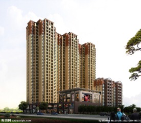 超现代高层住宅加商业透视图MAX