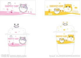 可爱卡通陶瓷杯图案