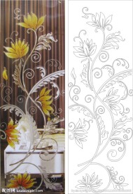 欧式花 线条花 金色