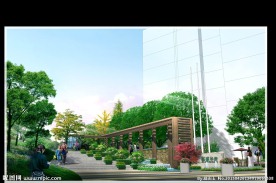 小区次入口景观效果图