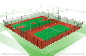 塑胶篮球场和网球场