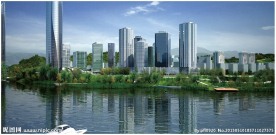 水边城市镜头动画