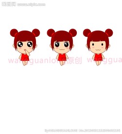 很萌的红衣小女孩矢量