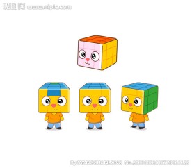 卡通魔方形象矢量图