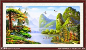 黄山迎客松 迎客松 油画