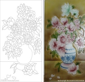 小花 浮雕花 花瓶