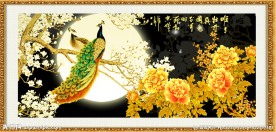 孔雀牡丹富贵图