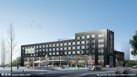 办公楼建筑透视效果图