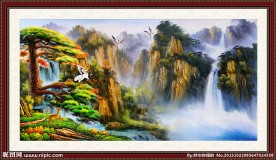 迎客松油画装饰