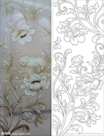 欧式花 线条图 牡丹