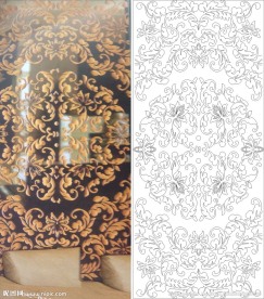 欧式花 线条花 金色