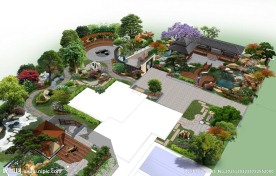 别墅庭院景观鸟瞰