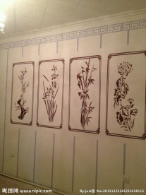 梅兰竹菊沙发背景墙