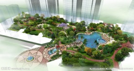 小区园林鸟瞰景观