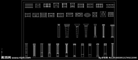 CAD罗马柱立面图