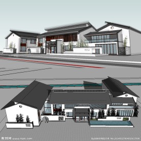 中式会所SU建筑模型