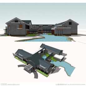 徽派会所SU模型