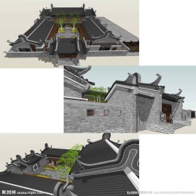 四合院SU建筑模型