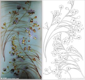 小花 金色花 线条