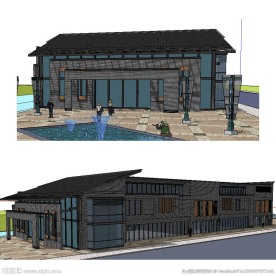 中式商业建筑SU模型