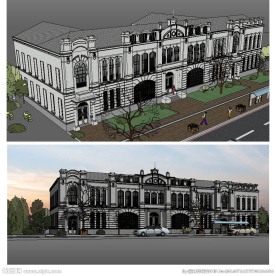 欧式会所建筑SU草图模
