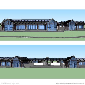 高级中式会所建筑SU模