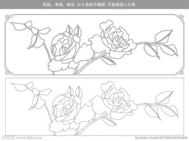 牡丹花窗花线条图