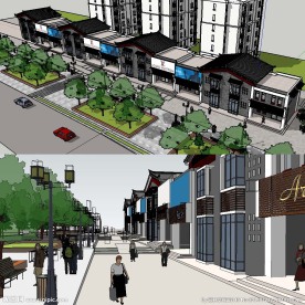 中式商业街临街景观建筑