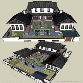 四合院建筑SU草图大师