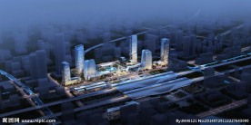 苏州高铁站全景夜景鸟