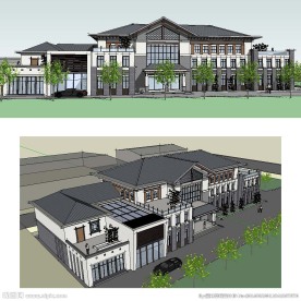 办公兼会所草图大师SU