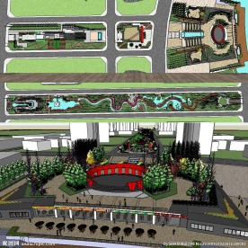 草图大师su滨水公园景