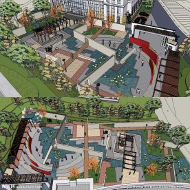 草图大师su公园广场景