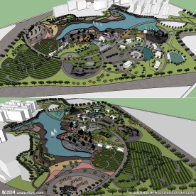 草图大师su滨湖公园景