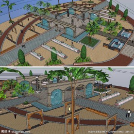 草图大师su欧式广场景