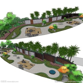 sketchup小庭院花园模