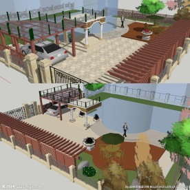 草图别墅庭院花园景观