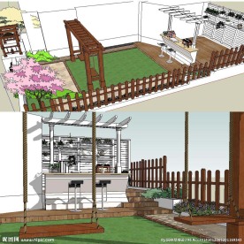 休闲庭院花园景观模型