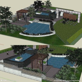 现代庭院花园景观模型