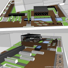 现代屋顶花园景观草图