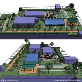 大型屋顶花园草图大师
