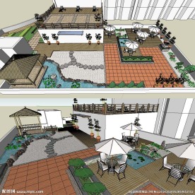 酒店屋顶花园草图大师